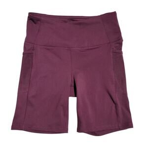 Gaiam Women’s Purple Yoga Shorts Biker Style Activewear Pockets Size Small